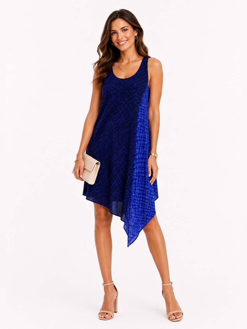 Halogen Asymmetrical Blue Cocktail Sundress